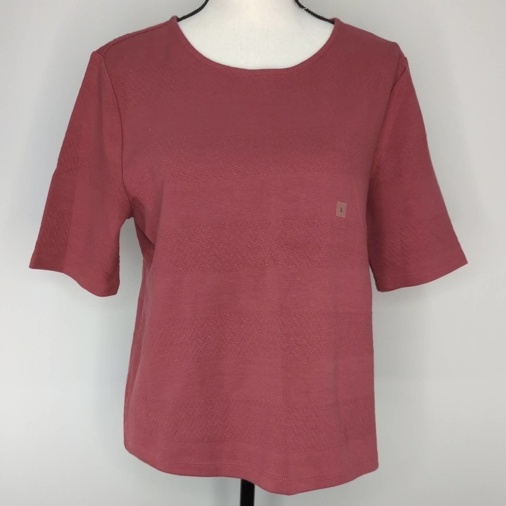 Ann Taylor Factory T-shirt Top Mauve Pink Textured Knit L NWT